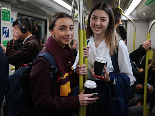 Gilroy College students Alana Serra and Laticia Jabour. Picture: Adam Yip