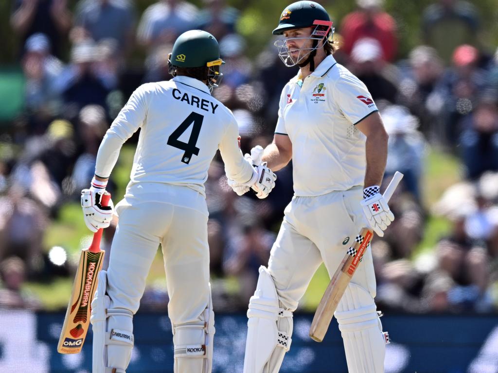 The Carey and Marsh partnership was crucial to victory. Picture: Kai Schwoerer/Getty Images