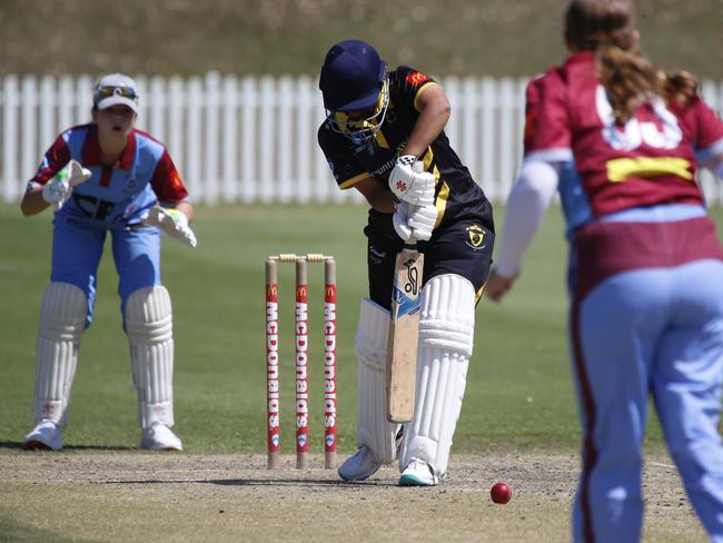 Blacktown opener Kuhu Nanda plays a straight bat. Picture Warren Gannon Photography