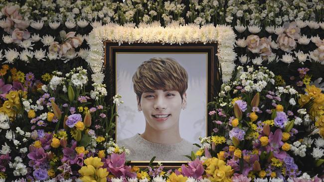 A tribute to Kim Jonghyun in Seoul, South Korea, after his death. Picture: Yonhap/AP