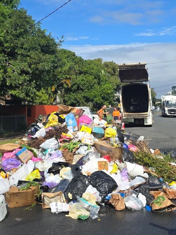 The fires result in entire loads of garbage having to be dumped on the road. Picture: Facebook