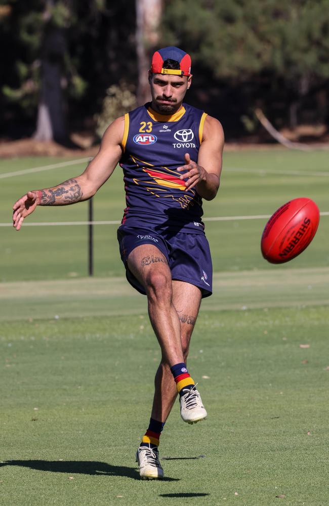 Izak Rankine at training on Tuesday. Picture: Russell Millard Photography