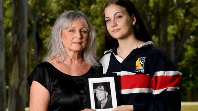 Lisa Ganter with daughter Lani O'Donoghue and a picture of her son Kai O'Donoghue. Picture: Evan Morgan