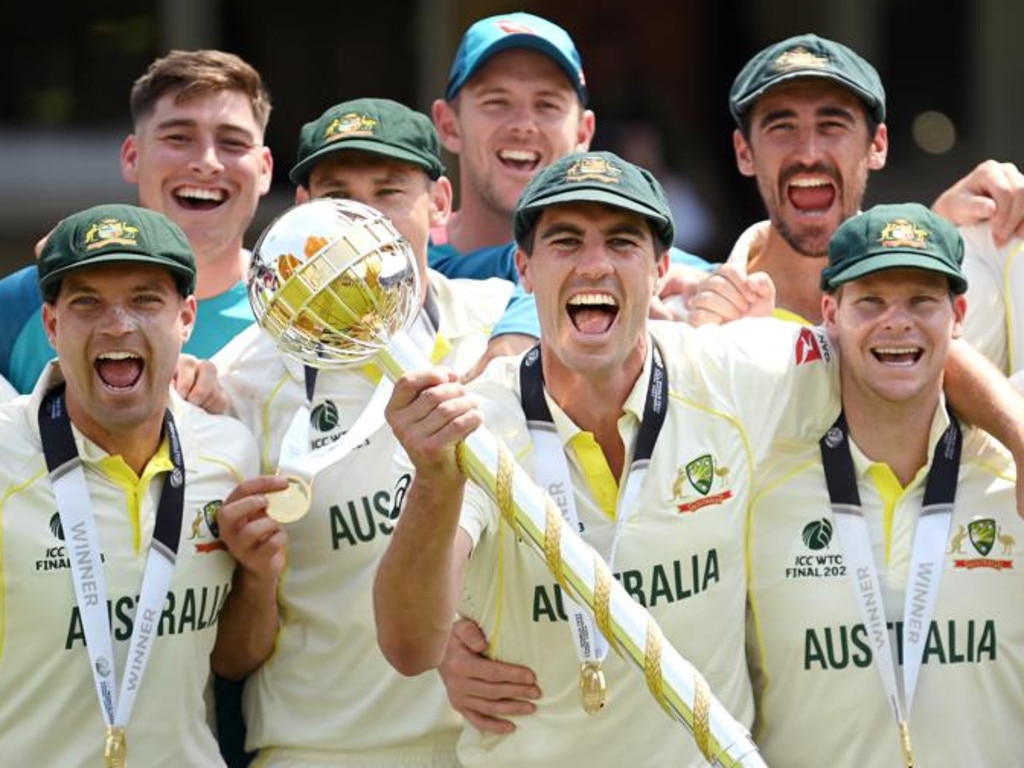 Pat Cummins and his team were on top of the world in June last year after winning the ICC WTC Mace. Picture: Getty