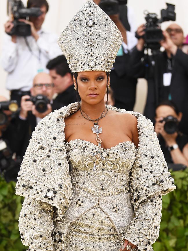 Rihanna as the pope. It didn’t please a lot of people, but it certainly made fashion headlines. Picture: Jamie McCarthy/Getty Images