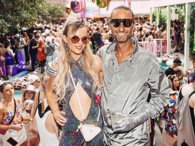 Embargoed for The Daily Telegraph.  Justin Hemmes, pictured with girlfriend Madeline Holtznagel at the Merivale staff party. Pictured at The Ivy. Supplied