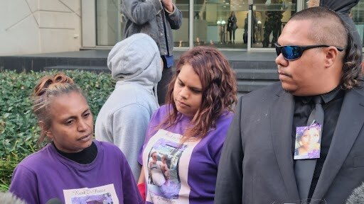 Diane Miller's sister Alison and other supporters outside the court. Anthony Anderson NCA / NewsWire