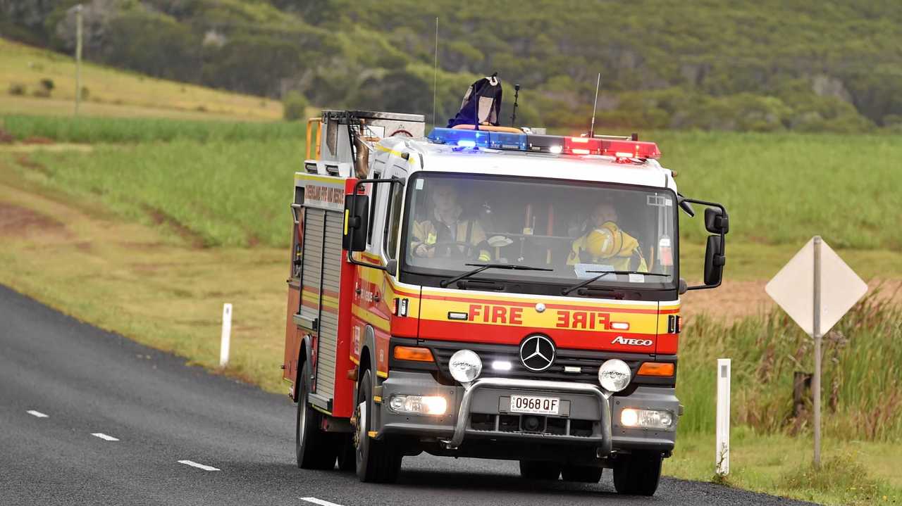 Queensland Fire and Emergency Services are on scene of the fire south of Warwick. Picture: Alistair Brightman