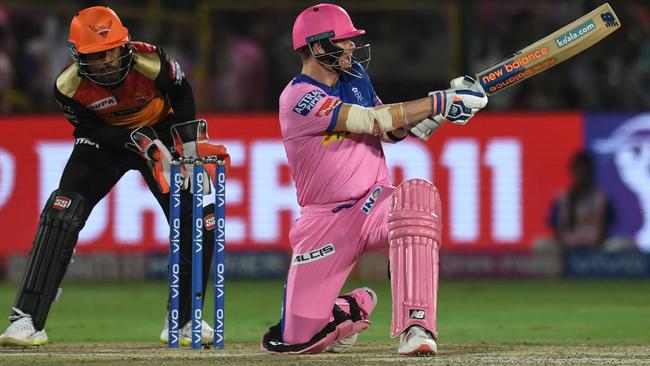 Rajasthan Royals captain Steve Smith hits out during last year’s Indian Premier League.