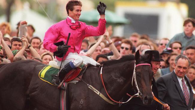 Darren Beadman celebrates a win aboard Octagonal.