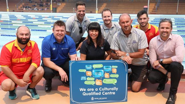 Michael Illinsky, CEO, Royal Life Saving NSW, second from left, with council staff at Roselands Leisure and Aquatic Centre where the program was launched last week.