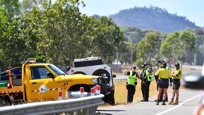 Emergency services at the Yabulu crash. Picture: Alix Sweeney