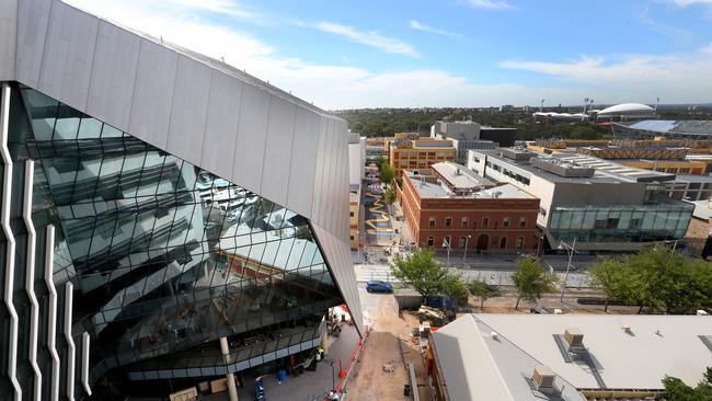 The view from UniSA’s Jeffrey Smart building on Hindley St. Picture: Dean Martin