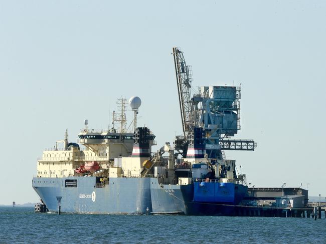 Basslink Repair Vessel Ile De Re in dock at Point Henry. Picture: Alison Wynd