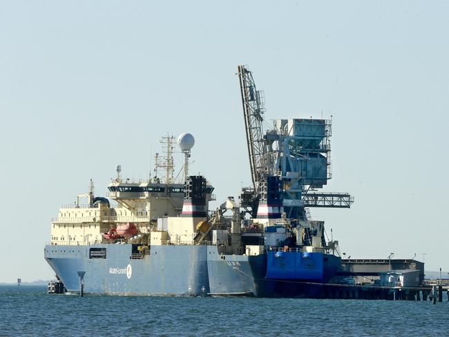 Basslink Repair Vessel Ile De Re in dock at Point Henry. Picture: Alison Wynd