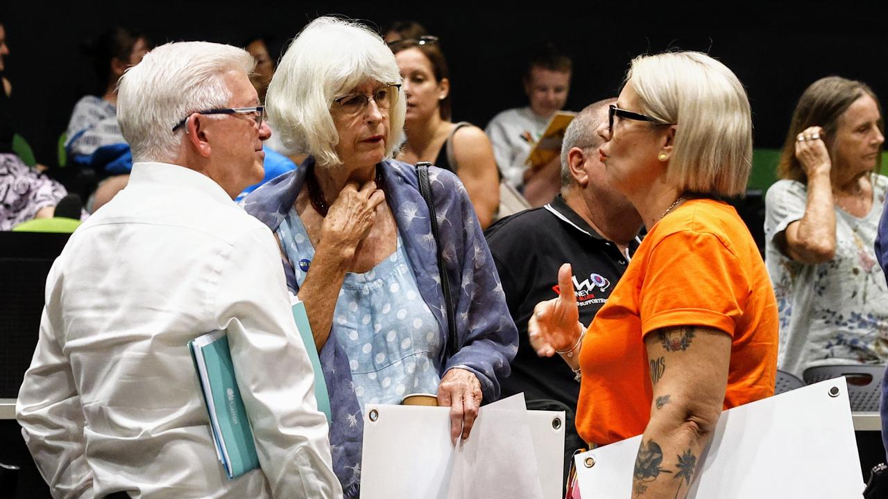 Cairns Mayor Terry James and former Mayor Val Shier and ex-Labor candidate for Leichhardt Elida Faith discussed the debate at its conclusion. Image: Brendan Radke