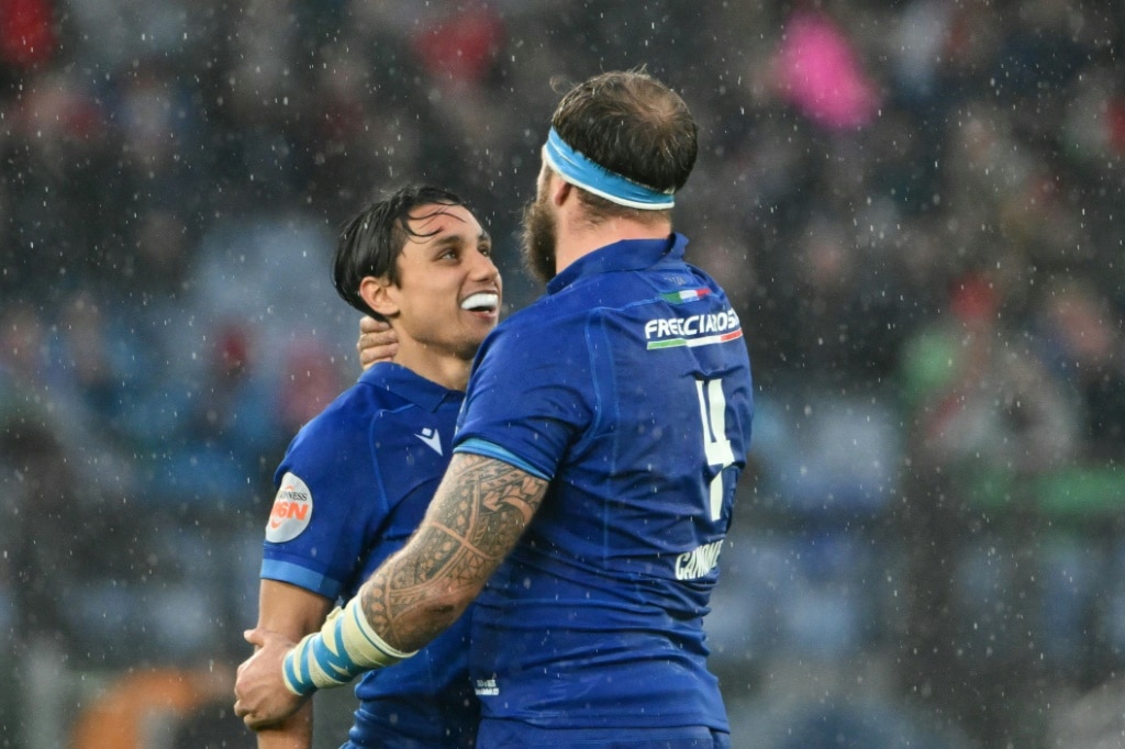 Italy's wing Ange Capuozzo scored the Azzurri's only try in Rome