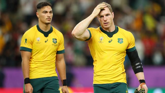 David Pocock and Jordan Petaia after the game. Picture: Getty Images