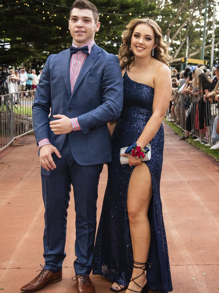 Max Bloustien and partner Courtney Gill at St Mary's College formal at Picnic Point, Friday, March 24, 2023. Picture: Kevin Farmer