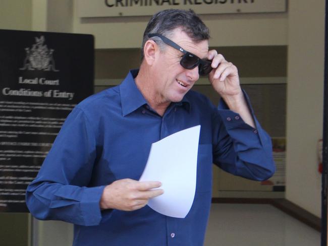 Darwin horse trainer Garry Lefoe leaves the Darwin Local Court on May 16, 2024 after pleading guilty to aggravated assault and possessing a trafficable quantity of cocaine. Picture: Jason Walls