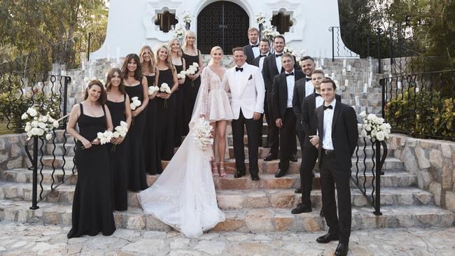 Karl Stefanovic and Jasmine Yarbrough official with their bridesmaids and groomsmen. Picture: Supplied