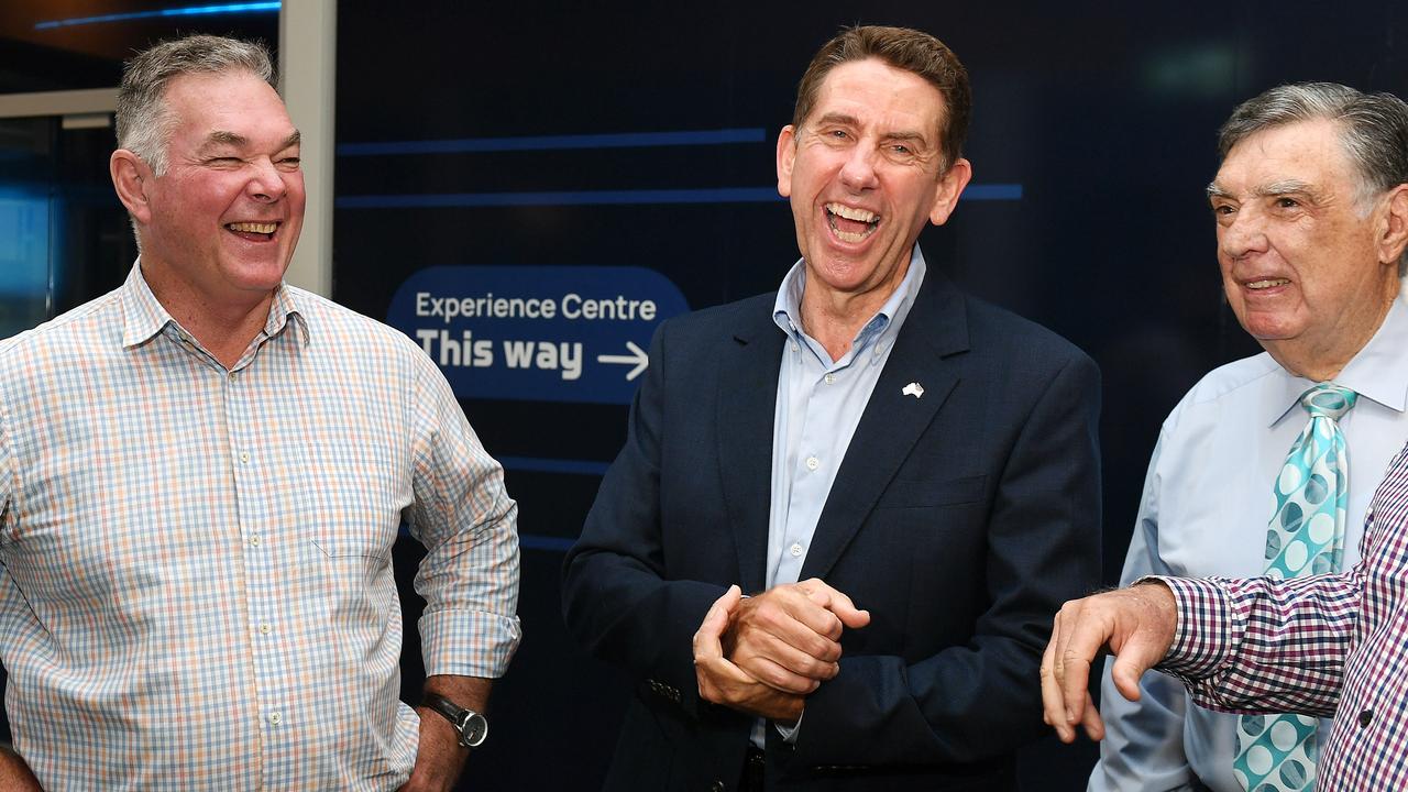 Minister for Resources and Critical Minerals Scott Stewart, Deputy Premier and Treasurer Cameron Dick and CopperString regional reference group chairman Tony McGrady at the official opening of the CopperString Experience Centre. Picture: Shae Beplate.