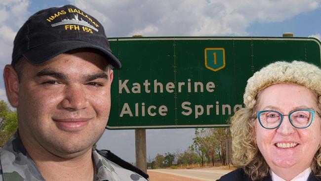Accused child rapist, former Australian Navy combat system operator Brandon Lee Shannon King and Northern Territory Supreme Court judge Meredith Huntingford. Picture: Supplied