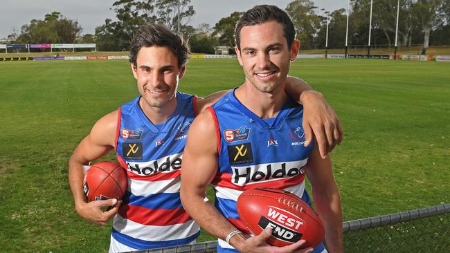 Daniel Menzel (right) was looking forward to playing alongside his brother, former Carlton player Troy, at the Bulldogs this season. Picture: Tom Huntley