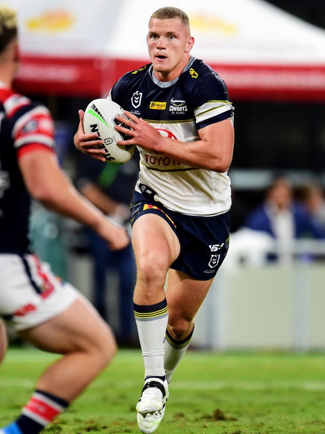 NRL; North Queensland Cowboys Vs Sydney Roosters at Queensland Country Bank Stadium. Tom Gilbert. Picture: Alix Sweeney