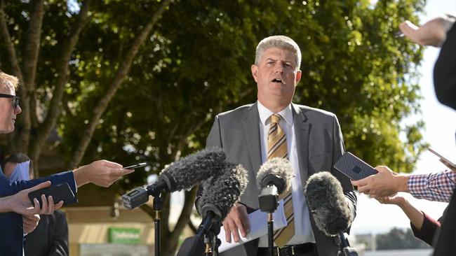 Stirling Hinchliffe holds a press conference in the Ipswich CBD mall with regards to the Ipswich City Council. Picture: Cordell Richardson