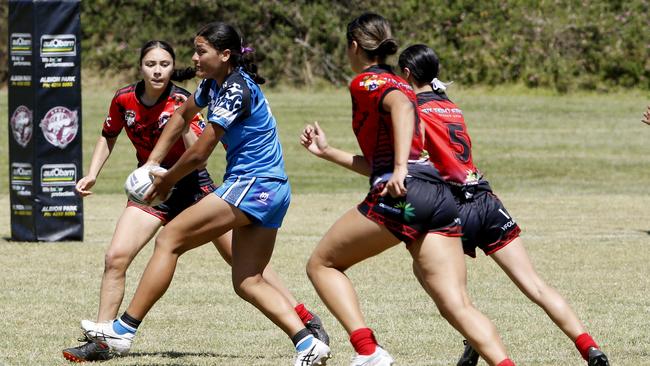 Amirah Smith from Maori Ma. U16 Girls Maori Ma v Tonga. Harmony Nines Rugby League. Picture: John Appleyard