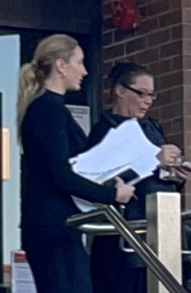 Cindy Lee Tree (right) leaves Mackay courthouse after she was found guilty of animal negligence. Her solicitor is on the left. Picture: Janessa Ekert