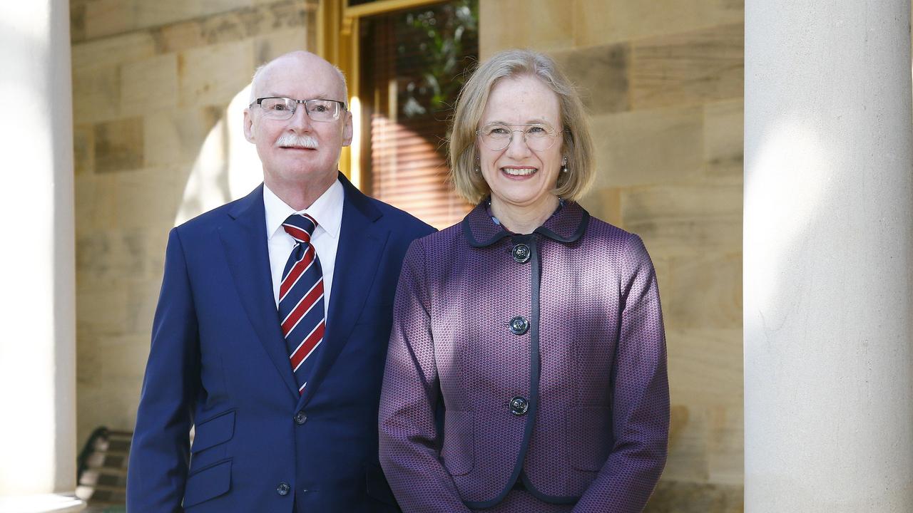 Dr Jeannette Young with husband Professor Graeme Nimmo after it was announced that she will be the new Queensland Governor. Picture: NCA NewsWire/Tertius Pickard