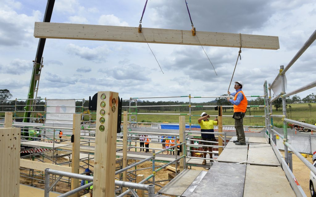 Construction has started on the first bulding in the Ripley Valley growth corridor with the Ecco Ripley Sales and Information Centre frame constructed. Photo: Rob Williams / The Queensland Times. Picture: Rob Williams