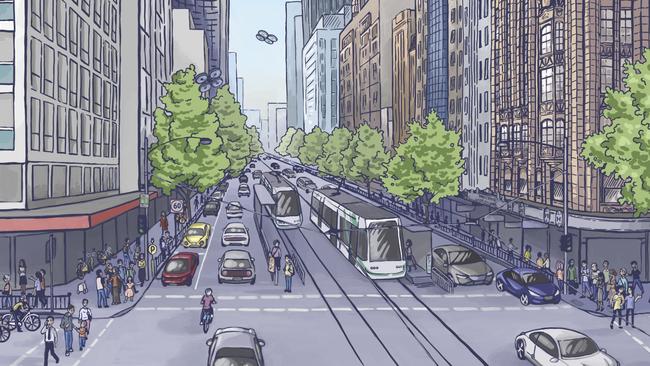 Experts say congestion in Melbourne could get worse with developments such as driverless cars. Artist: Elena Strelnikova