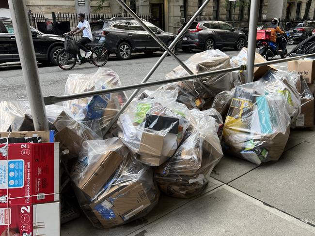 Rubbish piled up in New York's streets. Picture: Tom Minear.