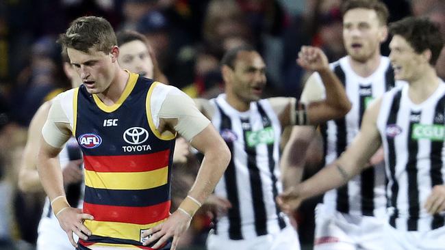 A dejected Matt Crouch knows his side is struggling as the Pies found a new lease of life. Pic: SARAH REED