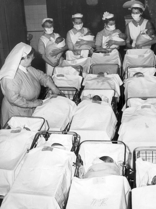 Babies and nursing staff at the Women’s Hospital in Melbourne in 1954. The evolution of science and medicine has been dominated by men.