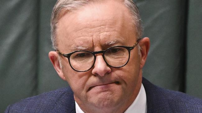 CANBERRA, AUSTRALIA - MARCH 30: Australian Prime Minister Anthony Albanese reacts during Question Time at Parliament House on March 30, 2023 in Canberra, Australia. (Photo by Martin Ollman/Getty Images)