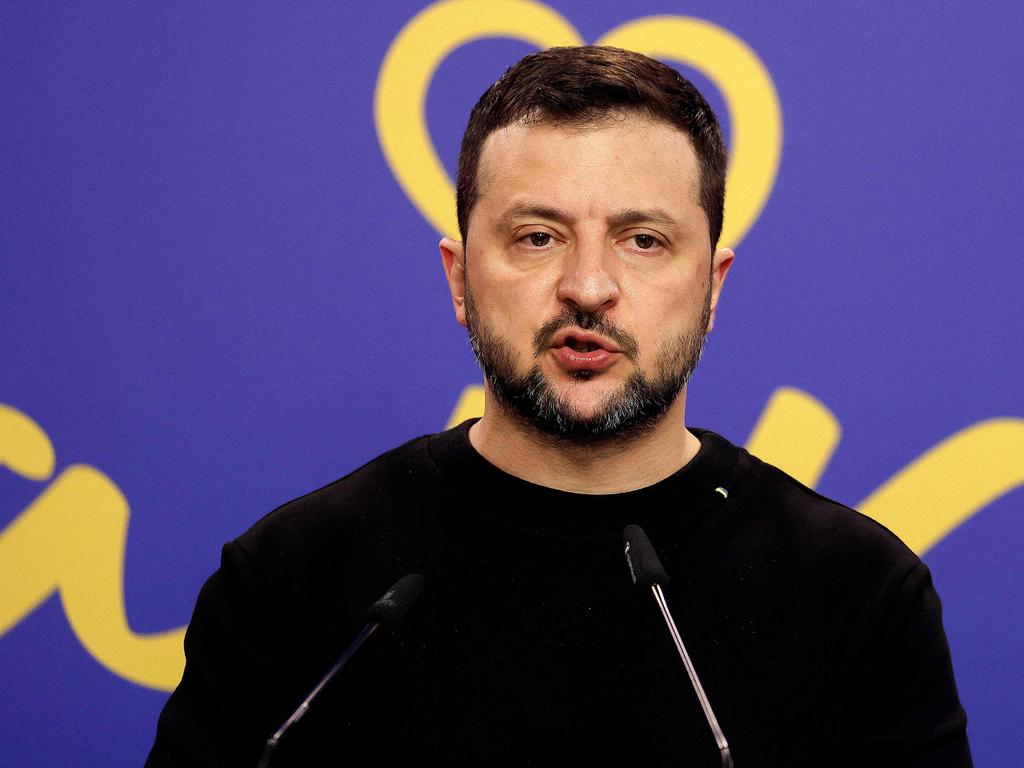 Ukraine's President Volodymyr Zelenskyy addresses the audience during a joint press conference with Albania's Prime Minister. Picture: AFP