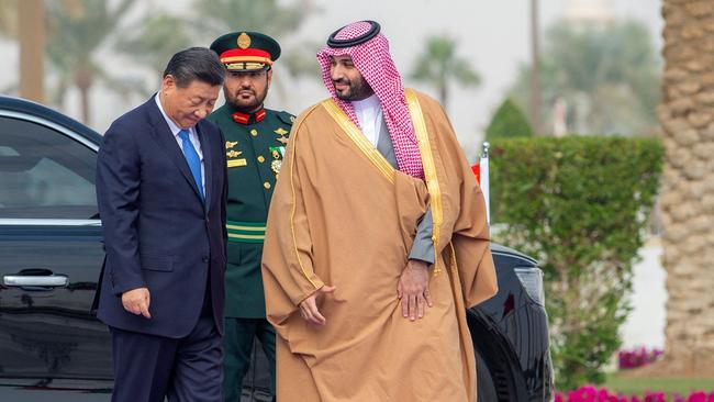 Mohammed bin Salman with President Xi Jinping during a ceremony in the capital Riyadh. Picture; AFP.