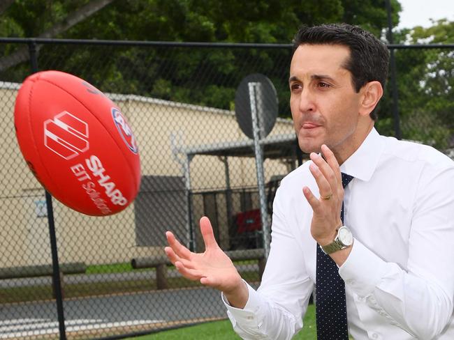 GOLD COAST, AUSTRALIA - OCTOBER 13, 2024: Queensland opposition leader David Crisafulli during a visit to the Gold Coast Suns. Picture: Tertius Pickard