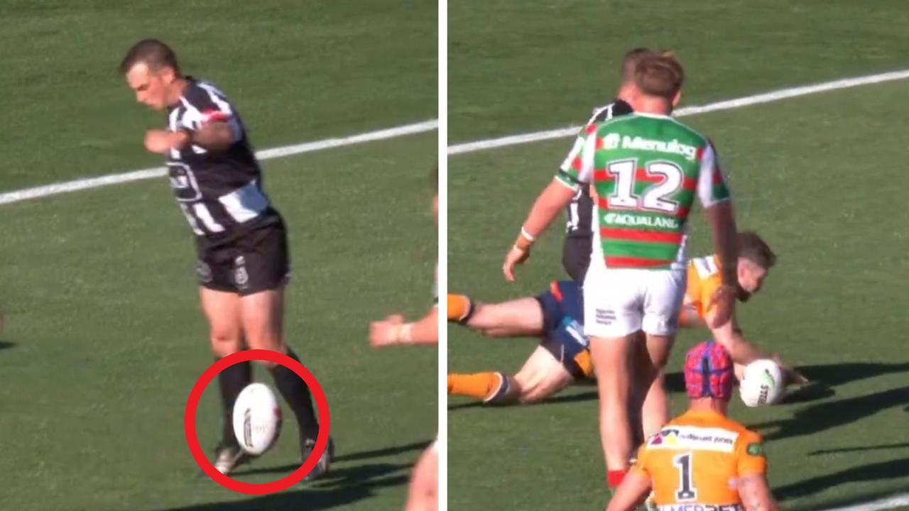 There's been some questions about one of the Knights' tries. Photo: Fox Sports