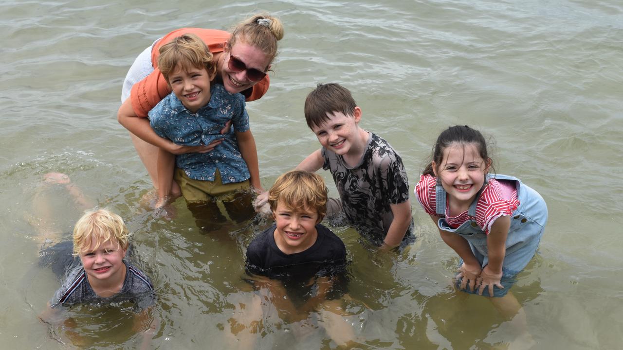Cohen, Mason, Jaxson, Eli, Audrey and Renee in Cotton Tree Park, Maroochydore for Boxing Day. Picture: Sam Turner