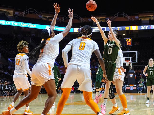 Taylor Mole shoots the ball when at Colorado State University. (Photo by Bryan Lynn/Icon Sportswire via Getty Images)