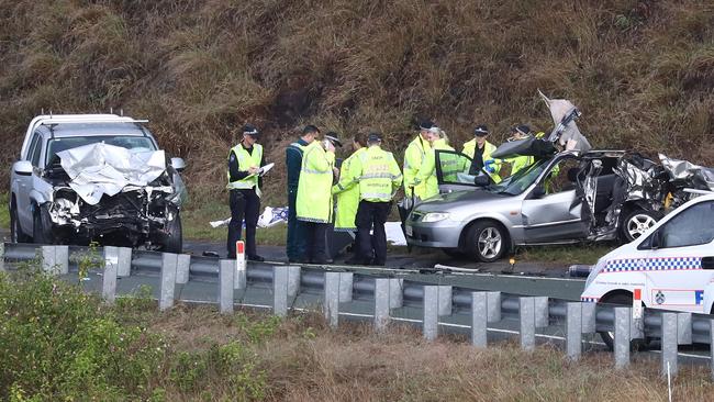 The scene of the fatal crash in the Gold Coast hinterland on Saturday. Picture: Jason O’Brien