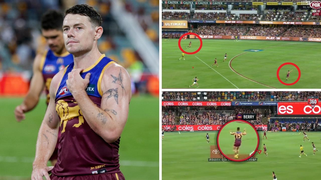 The Brisbane Lions struggled everywhere in the second half. Photo: Fox Footy and Nine.