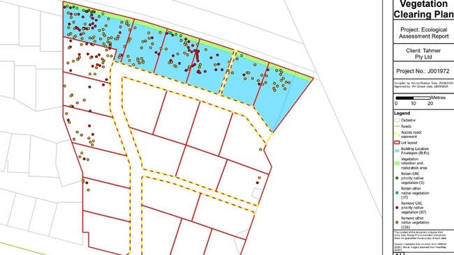 The Vegetation Clearing Plan outlined for the proposed development in Rainbow Beach, Queensland.