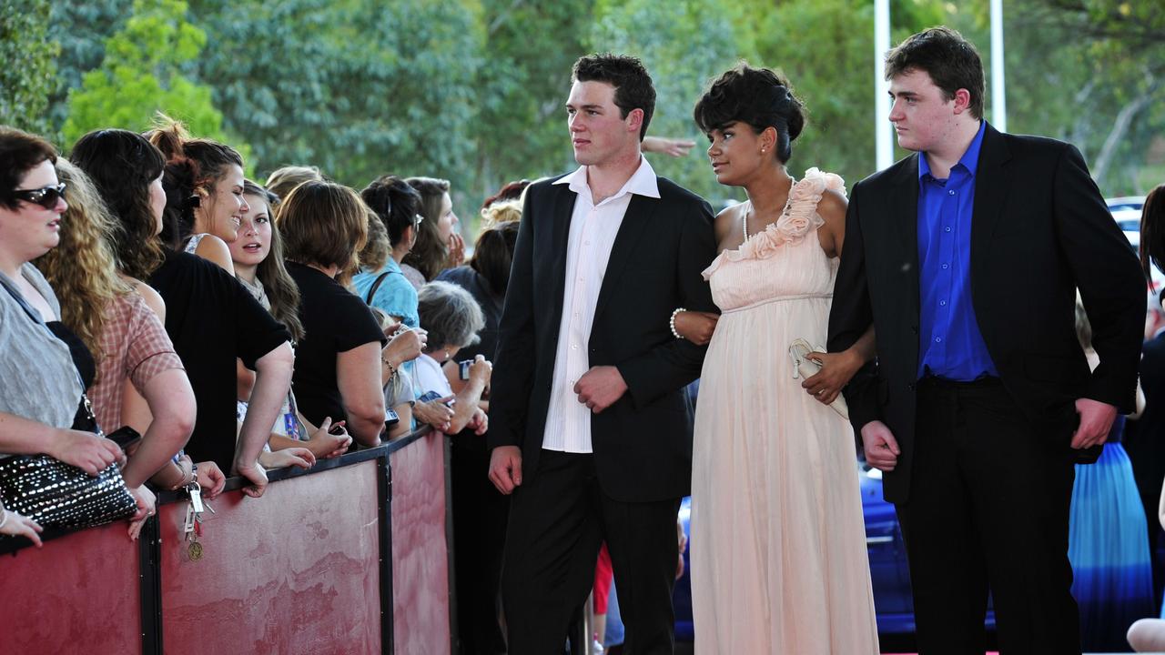 Cameron Moore, Tamika Johnny and Stuart Ellis at the 2010 Centralian Senior College formal at the Alice Springs Convention Centre. Picture: NT NEWS