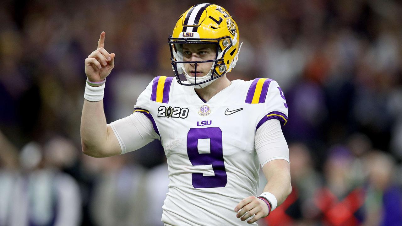 Joe Burrow has led LSU to the college football national title. He’ll go No.1 in the NFL Draft this April, too. Photo: Chris Graythen/Getty Images/AFP